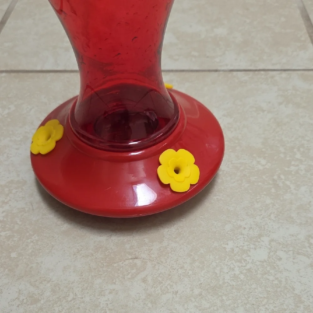 Red Hummingbird Feeder with Yellow Accents